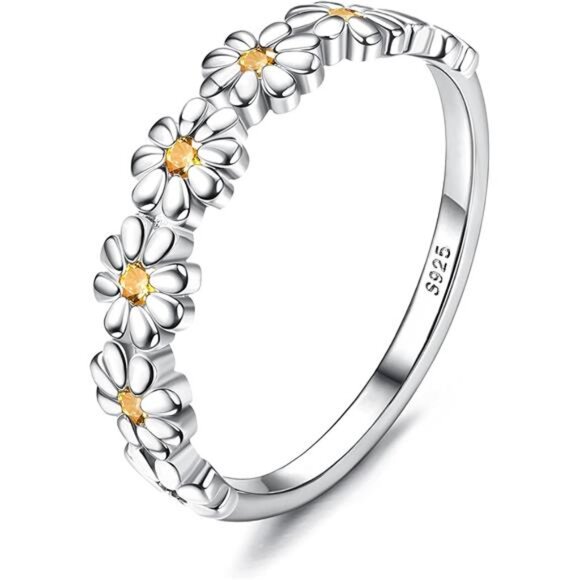 925 Sterling Silver Flower Ring - Picture 1 of 7